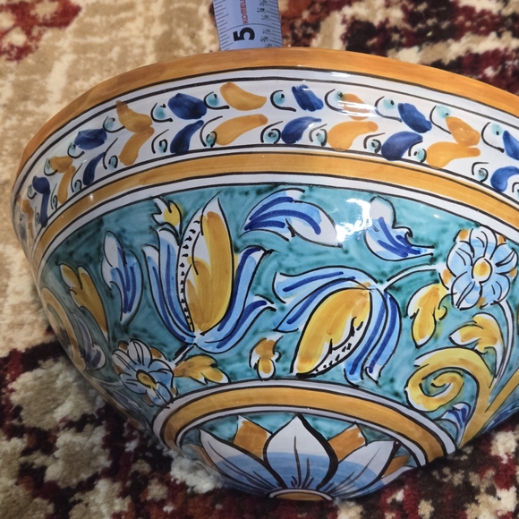 -SOLD- Vintage Italian Caltagirone Majolica Hanging Planter Wall Bowl Pottery - Picture 6 of 12